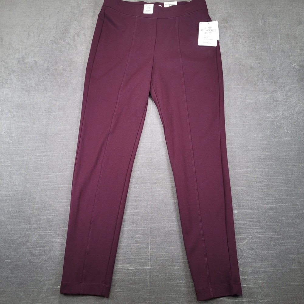 Croft‎ & Barrow Womens Medium Fruit Fwrd Seam Front Ponte Pull On Pants New